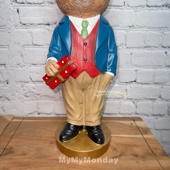 Ralph Lauren Inspired Teddy Bear Figurine with Top Hat - Picture 3 of 6